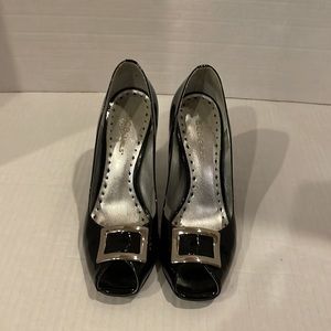 BCB Girls Black Patton & Silver Buckle Heels 7.5
